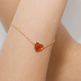 Beautiful Carnelian Stone Heart Bracelet for Women